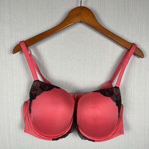 Cacique Smooth Boost Demi Hot Pink Black Lace 42D‎ NWT